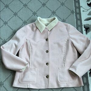 Vintage L.L. Bean Light Pink Faux Suede Teddy Shearling Lined Jacket
